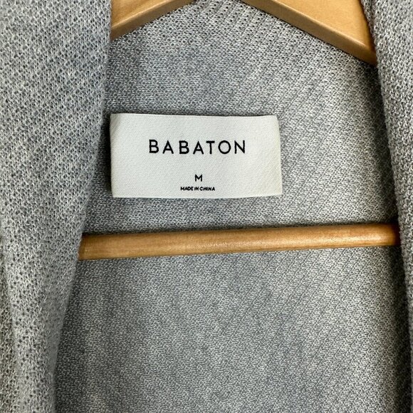 Babaton Aritzia Drape Open Front Waterfall Knit Hi Low Sweater Cardigan Grey M - Picture 3 of 5